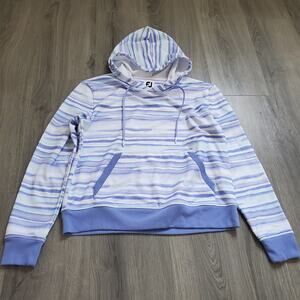 FootJoy Hoodie Womens Medium Pullover Golf Performance Striped Polyester FJ Blue